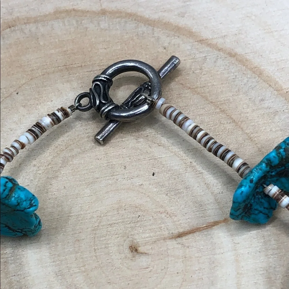 Vintage Southwestern Turquoise Nugget and Heishi Bead Necklace Sterling Silver